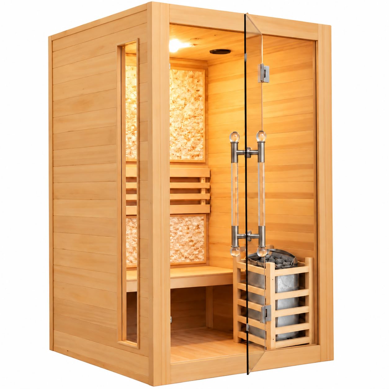 2 Person Indoor Traditional Wood Sauna, Canadian Hemlock, 6KW Harvia Heater | 220V, Decor…