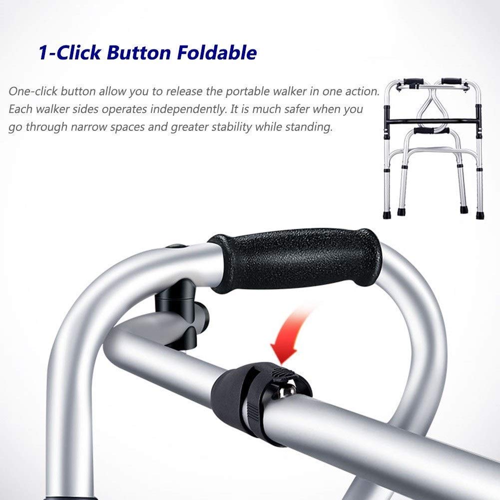 Ligero para Personas Mayores, Ancianos y discapacitados: Andador Plegable para Uso en Interiores y Exteriores, Carga 180 kg / 400 Libras (con Asiento) (sin Ruedas)