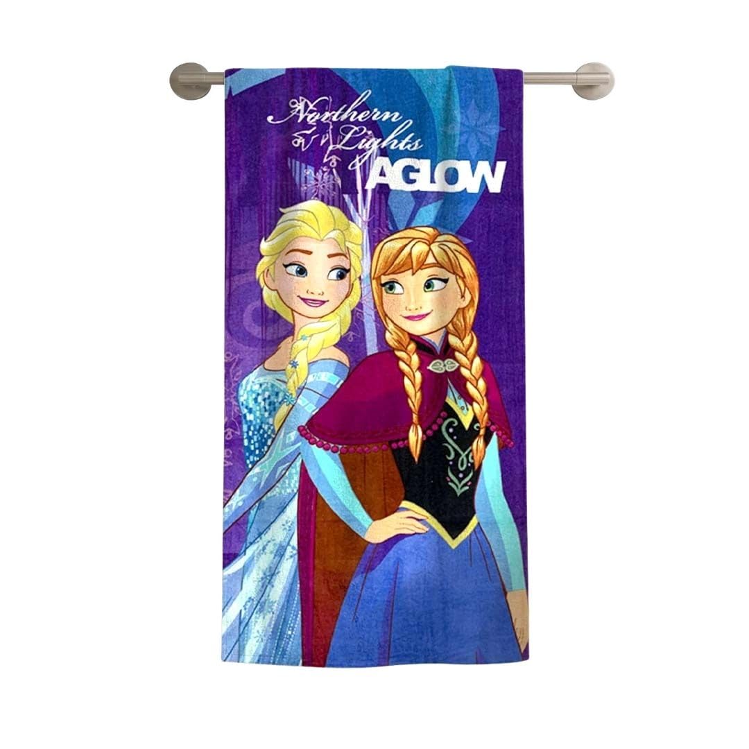 Athom Living Kids Bath Soft Cotton Cartoon Digital Printed Bath Towel (Frozen Sisters)
