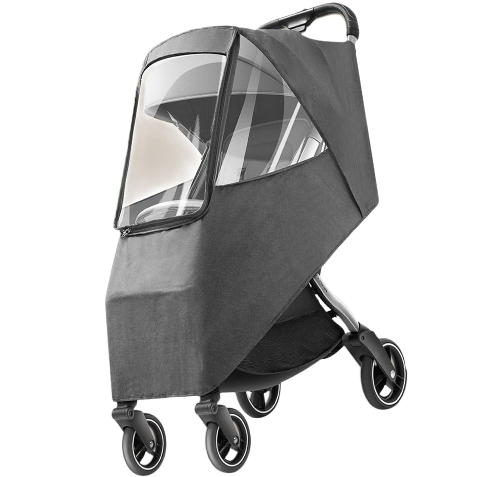 Housse de pluie universelle pour poussette - Imperméable, coupe-vent, anti-poussière et résistante au froid - Matériau respirant, trous de ventilation pour une circulation d'air illimitée (gris lin)