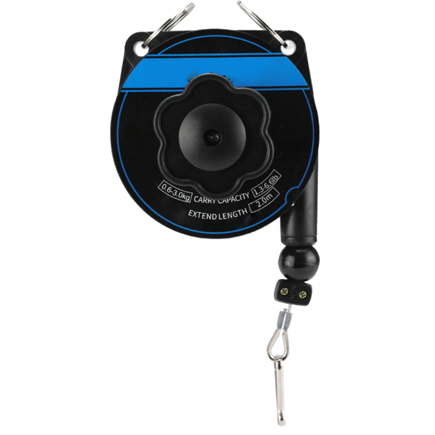 Spring Balancer, 0.6-3.0kg Retractable Tool Lanyard with 7ft Long Wire Rope and Hook, Retractable Spring Tool Hanging Holding Equipment