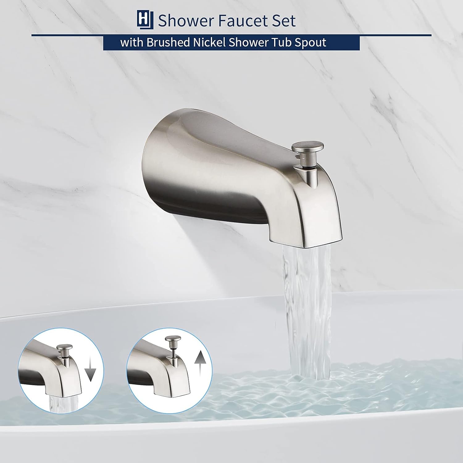 Frее Shірріng оƒƒеr HOMELODY Shower Faucet with Tub Spout Brushed Nickel Shower Faucets Sets Complete 6 Inch Shower Head 5-Function Spray Shower Tub Kit Shower System with Single-Handle Shower Combo