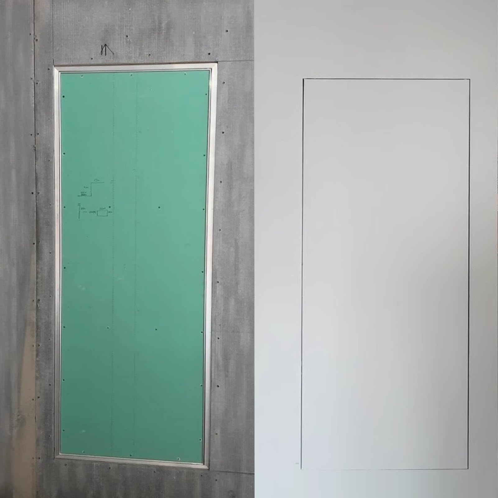 OIFAODAO Stainless steel access door， Flush-Mount Hidden, Paintable Pop-Out Spring Loaded Inspection Service Door for Sheetrock(16x28in)