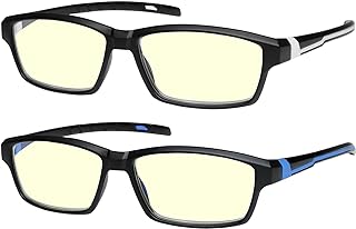 Success Eyewear Reading Glasses Anti Glare Blue lIght Blocking Glasses Reduce Eyestrain for Computer and Screens for Men & Women-Set of Matte Black Blue Tip and Matte Black White Tip 1.5