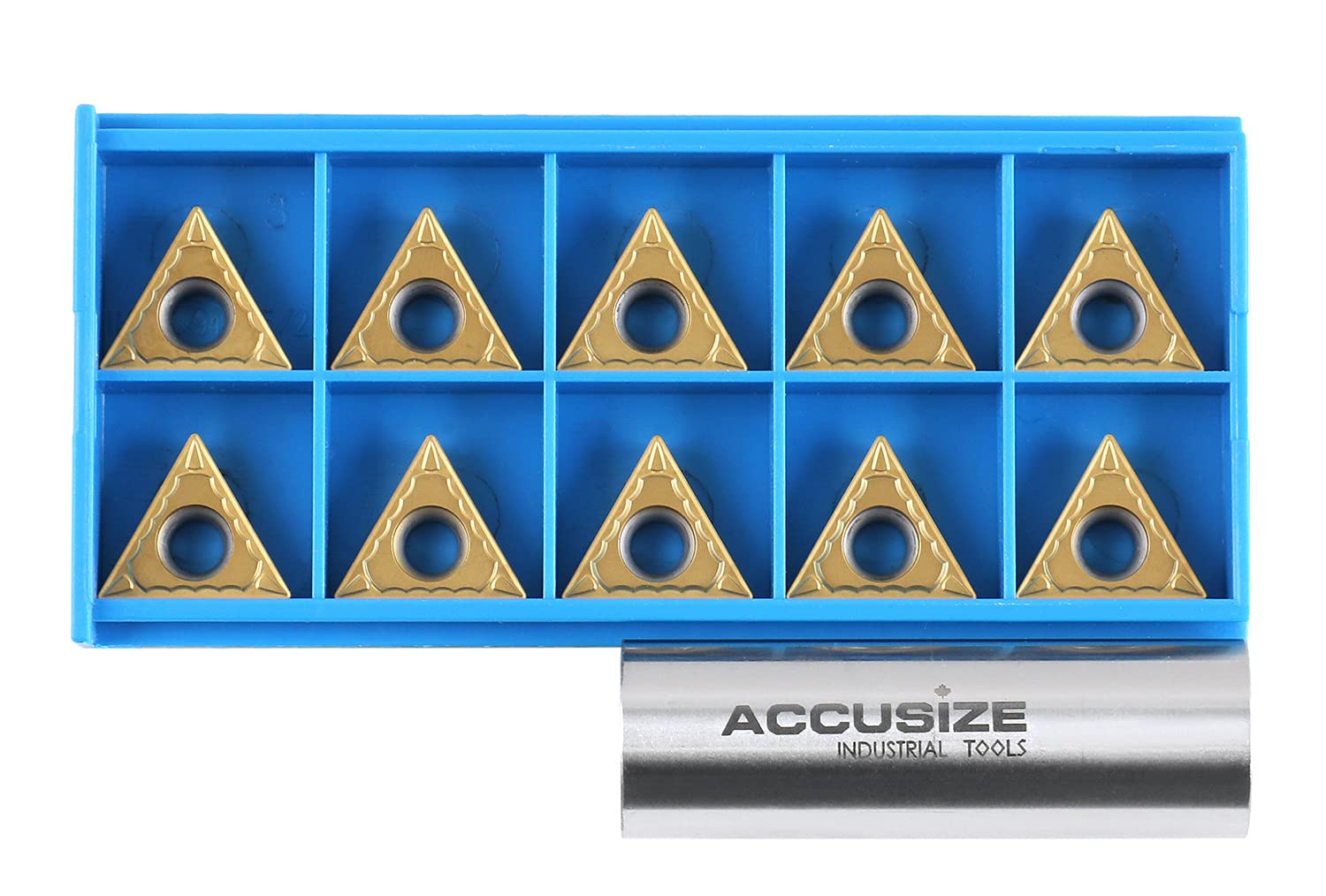 Accusize Industrial Tools Tcmt32.51 Carbide Inserts Tin Coated, 10 Pcs/Box, 2124-1034x10