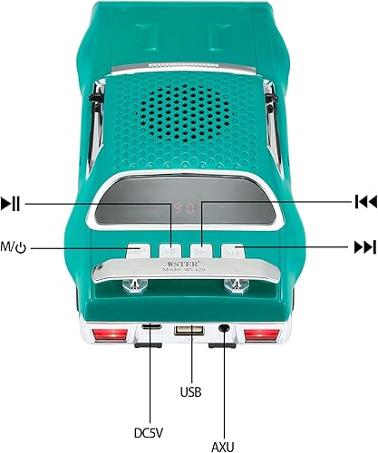 Miniatura 8 de WS-620 Classic Muscle Car Replica Altavoz Bluetooth - Portátil inalámbrico con sonido HD, emparejamiento estéreo TWS, luz de fiesta LED, soporte