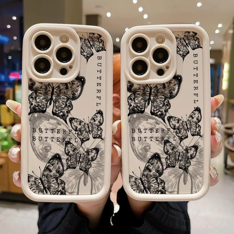 Image of COVERLY Fashionable Retro Butterfly Back Case Cover for iPhone 12 Pro | Hot Minimalist Trendy Cute Design | Camera Protection | Soft TPU Silicone Aesthetic Cover for Girls & Women (Pink, Shockproof)