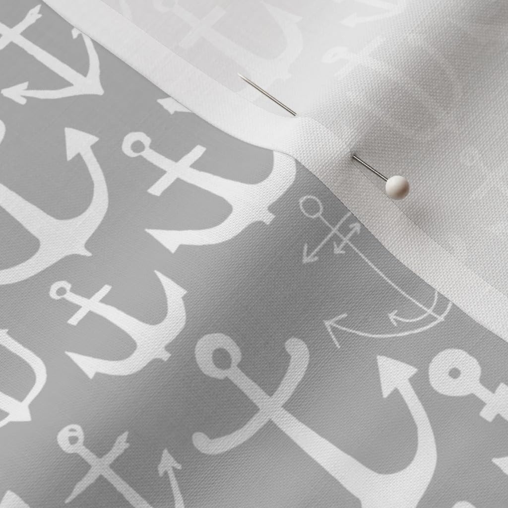 Spoonflower Fabric - Anchor Nautical Summer Light Gray Anchors Nursery Printed on Petal Signature Cotton Fabric by The Yard - Sewing Quilting Apparel Crafts Decor