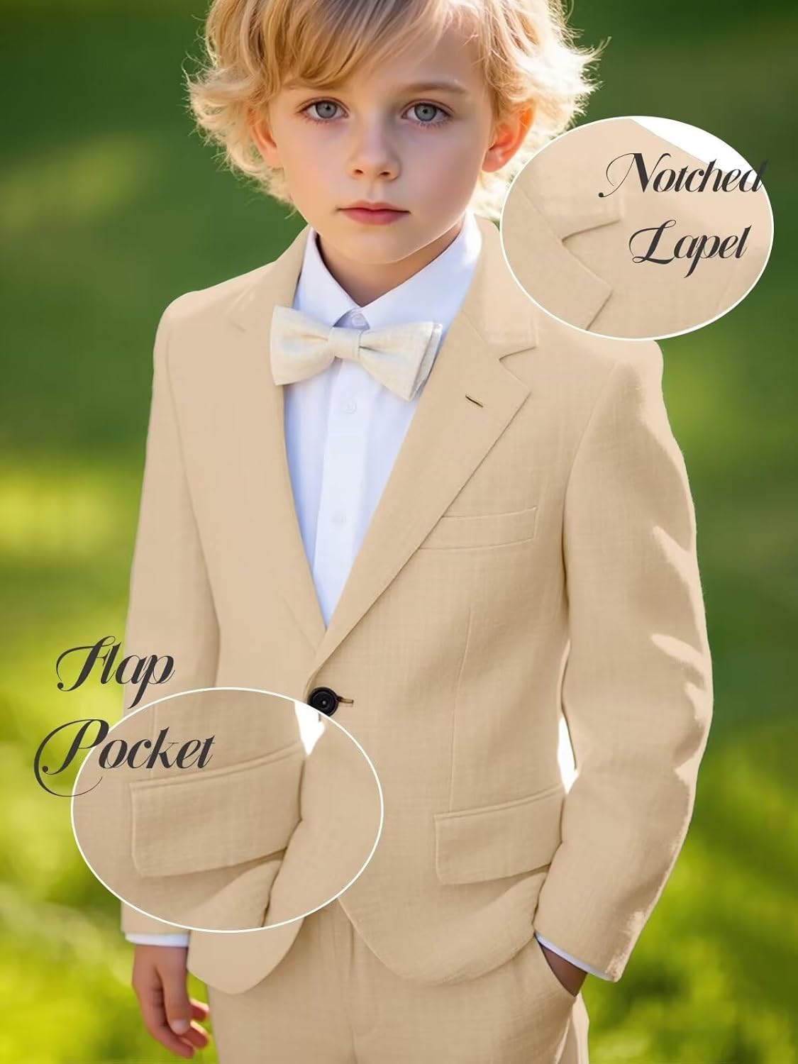 Summer Wedding Boys Linen Suit Solid Casual Slim Fit 2 Piece Boys Tuxedo Suit Outfits Vacation Suits for Boy