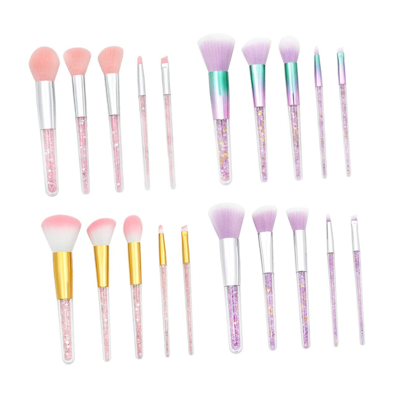 FRCOLOR Set di 10 pennelli professionali per make-up da viaggio, pennelli per make-up con diamantini, pennelli per il trucco, per il trucco, per il viso, per il trucco, da viaggio, con cristalli rosa