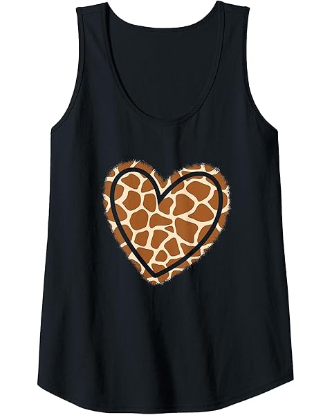 Womens Cute Animal Pattern Giraffe Print Heart Women Girls Tank Top