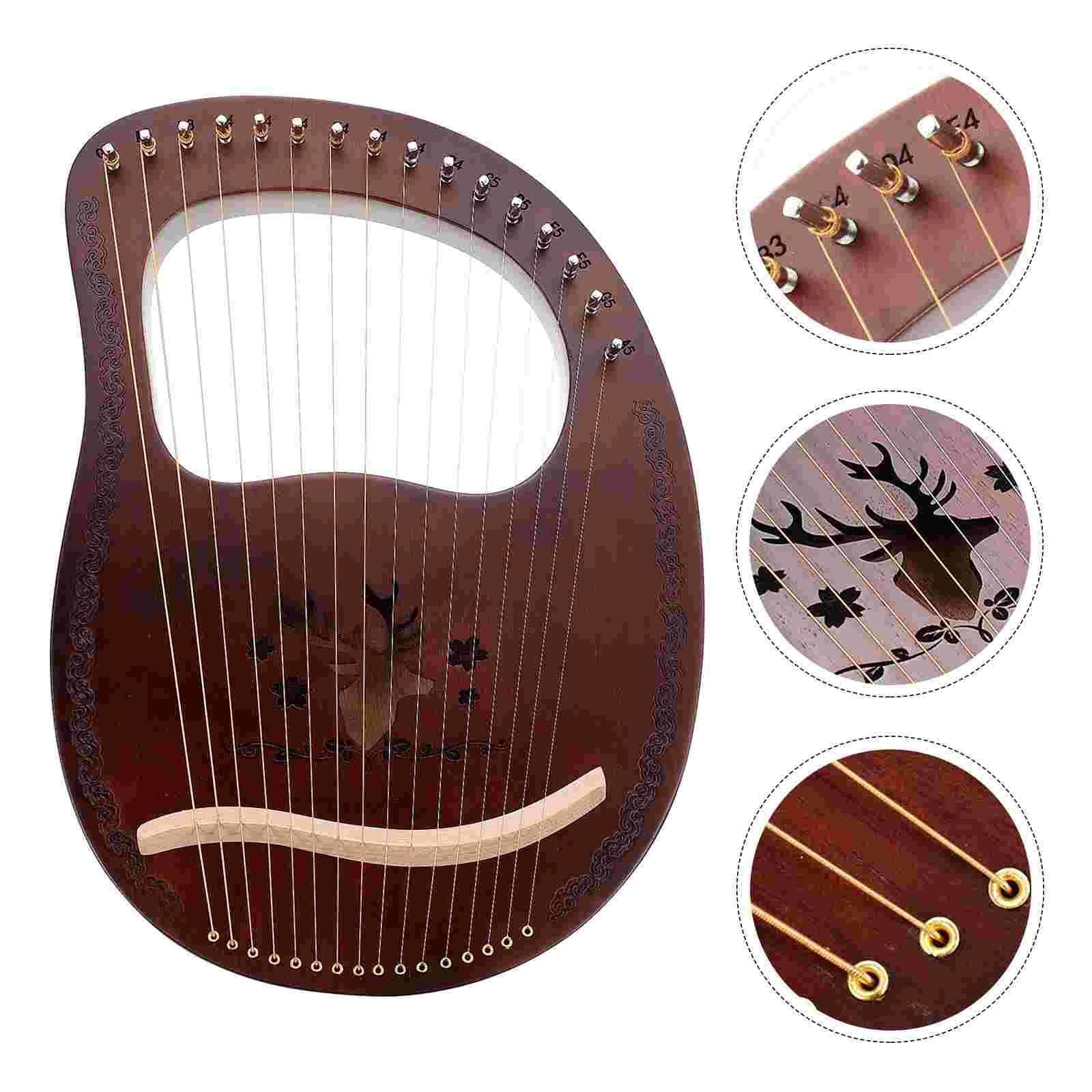 Lyre Harp 1 Set Kinder Retro 16-Ton Leier Harfe Holz Leier Harfe String Instrument Musik Instrumente