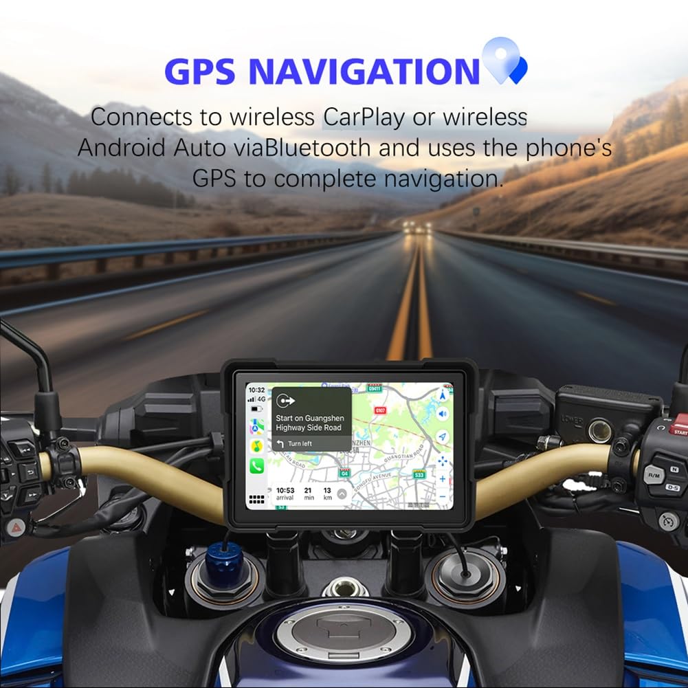 Lecteur MP5 Moto Navigation GPS sans Carplay Android Auto 5''