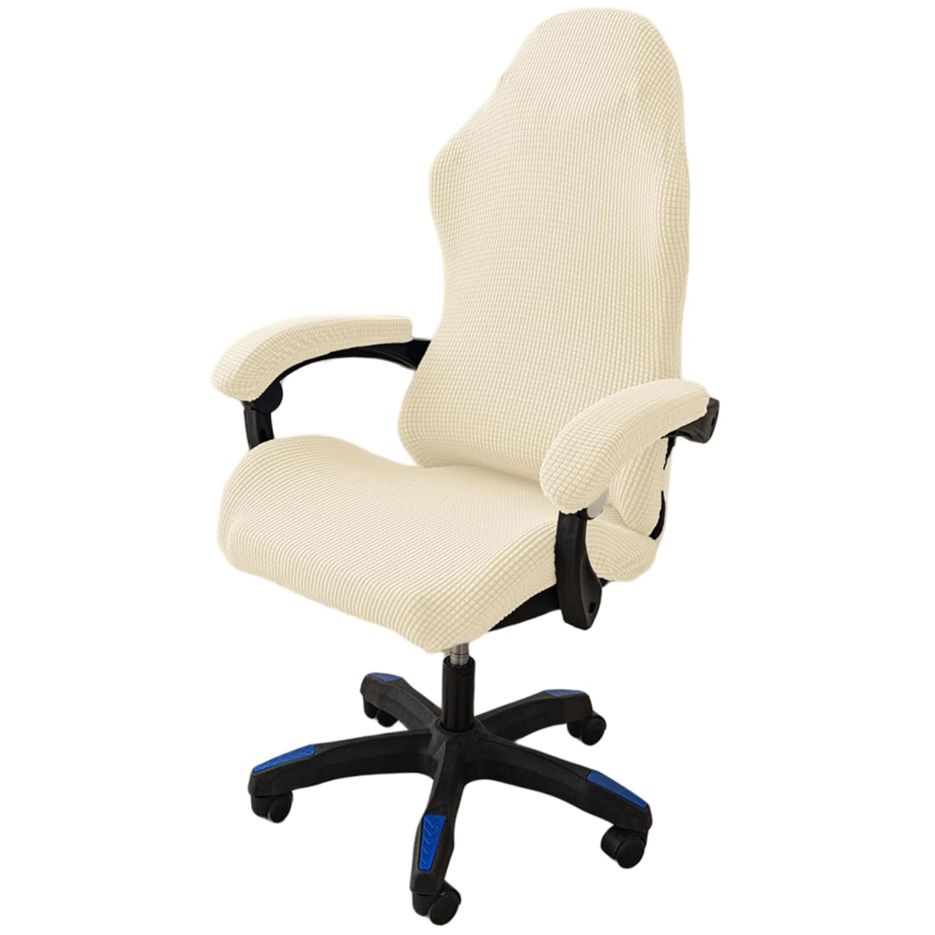Vervevum Gaming Chair Cover Stretchy Comfortable Computer Chair Cover Minimalist Beige White Game with Zipper Closure Machine Washable for Home, Computer
