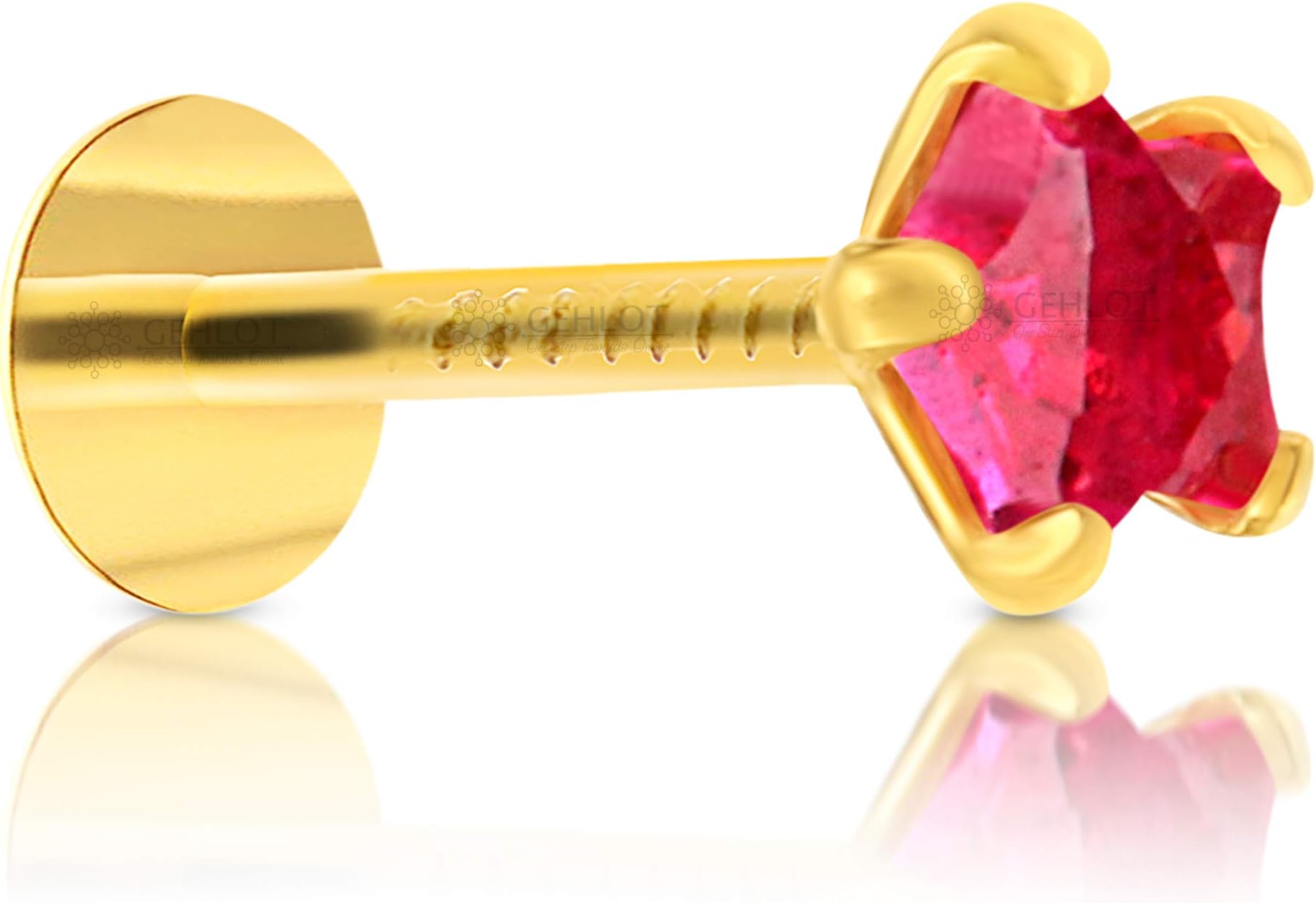 GEHLOT ; OneStep Towards OnlineStar Shape Black Diamond 14K Pure Yellow Gold Nose Pins Studs Diamond Nose Pins For Women And Girl