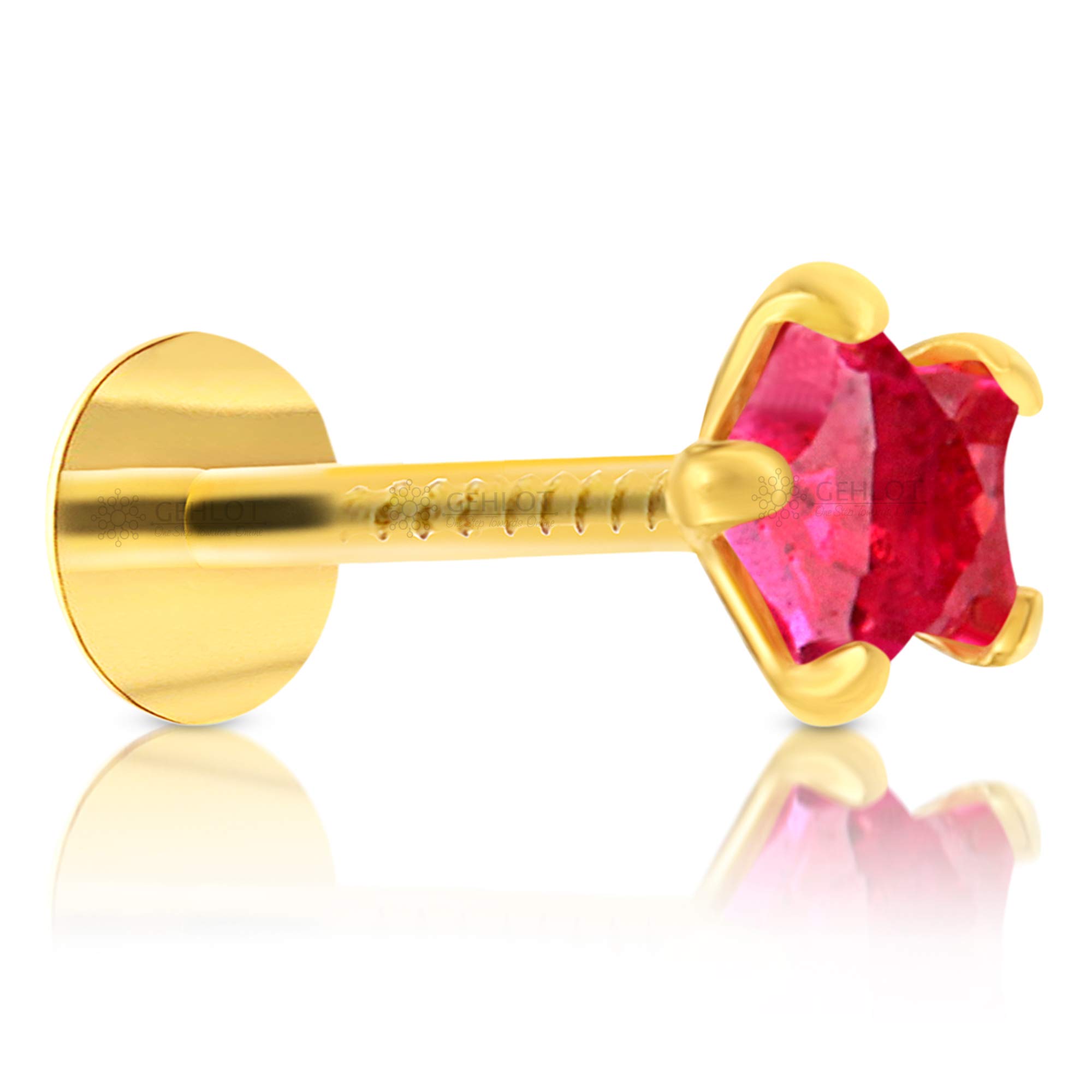 GEHLOT ; OneStep Towards OnlineStar Shape Black Diamond 14K Pure Yellow Gold Nose Pins Studs Diamond Nose Pins For Women And Girl