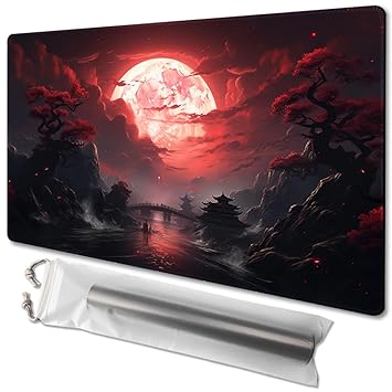 MTG Playmat Size 24x14in Free Storage Bags Non-Slip Backing Printing, Ideal for Card Game Enthusiasts TCG Playmat (No with Zone,Blood Moon Secrets)