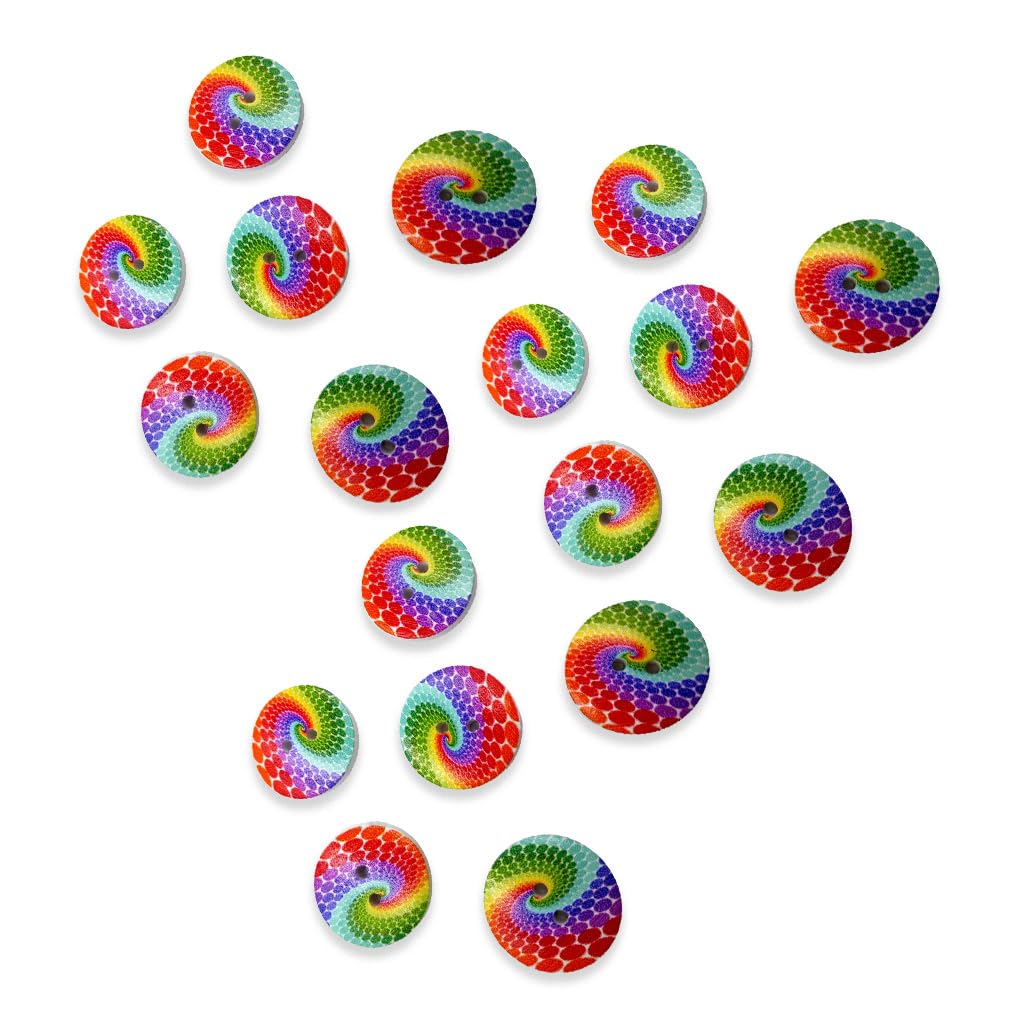 50 Bunte Holzknöpfe, 25 Mm – 2-Loch, Für Nähen, Basteln & Scrapbooking