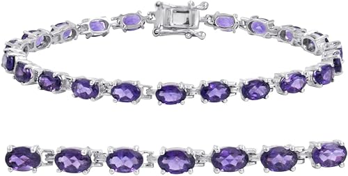 Miniatura 6 de Pulsera de tenis de piedra preciosa en plata de ley elige entre amatista topacio azul o peridoto