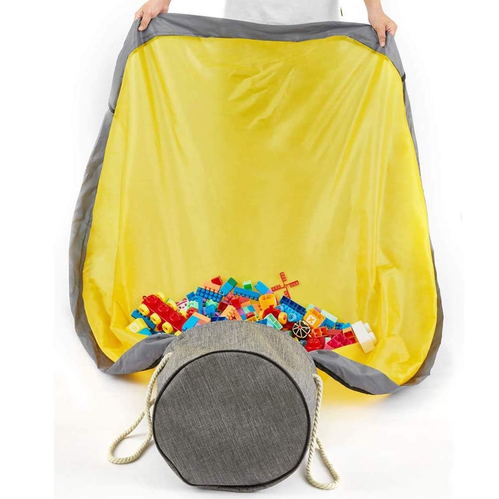 Enfants Sac de Rangement Jouet,Organisateur Rangement pour Lego Tapis de Jeu Pliable sacs de Blocs de Construction Portable 150cm Organisateur Rapide Grande Capacité (XL-Gris)