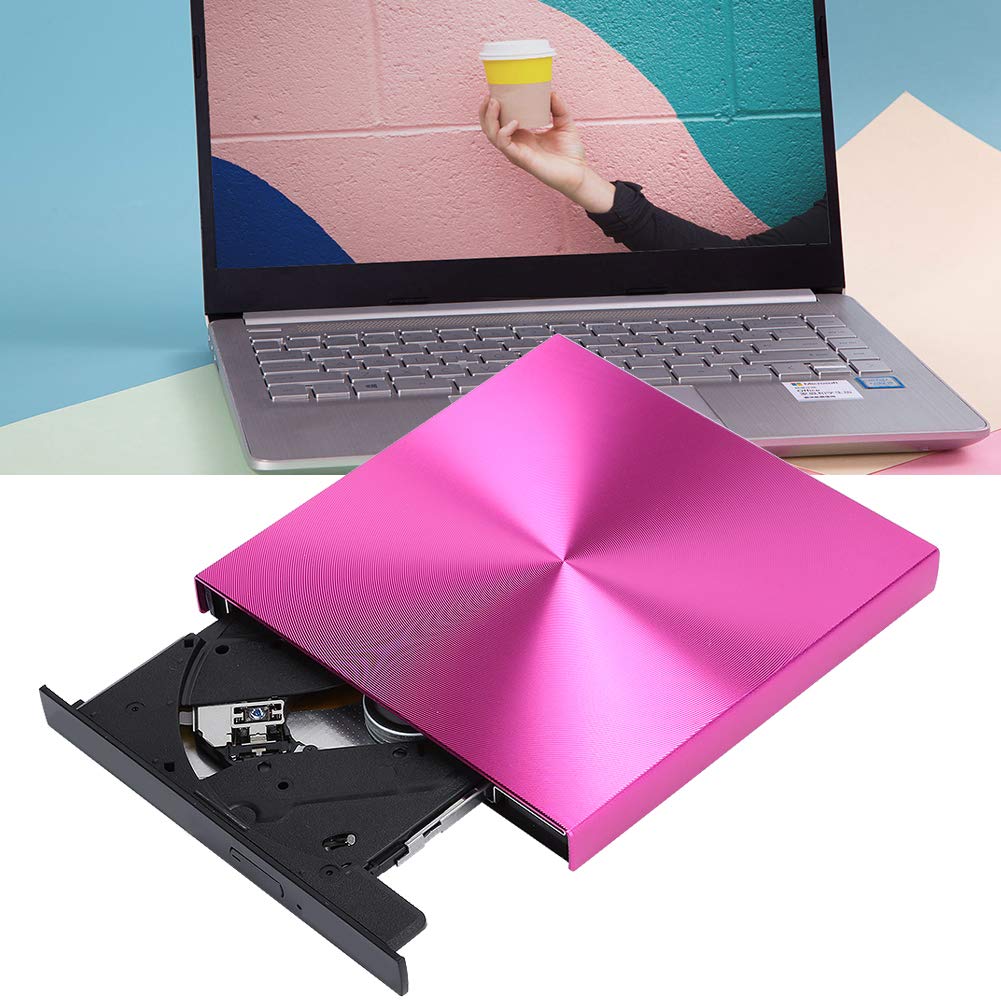 CCYLEZ Unit ottica esterna, unit CD/DVD +/- RW portatile USB 3.0 Masterizzatore di riscrittura DVD/CD sottile, unit disco DVD-RW per desktop laptop (Rosa)