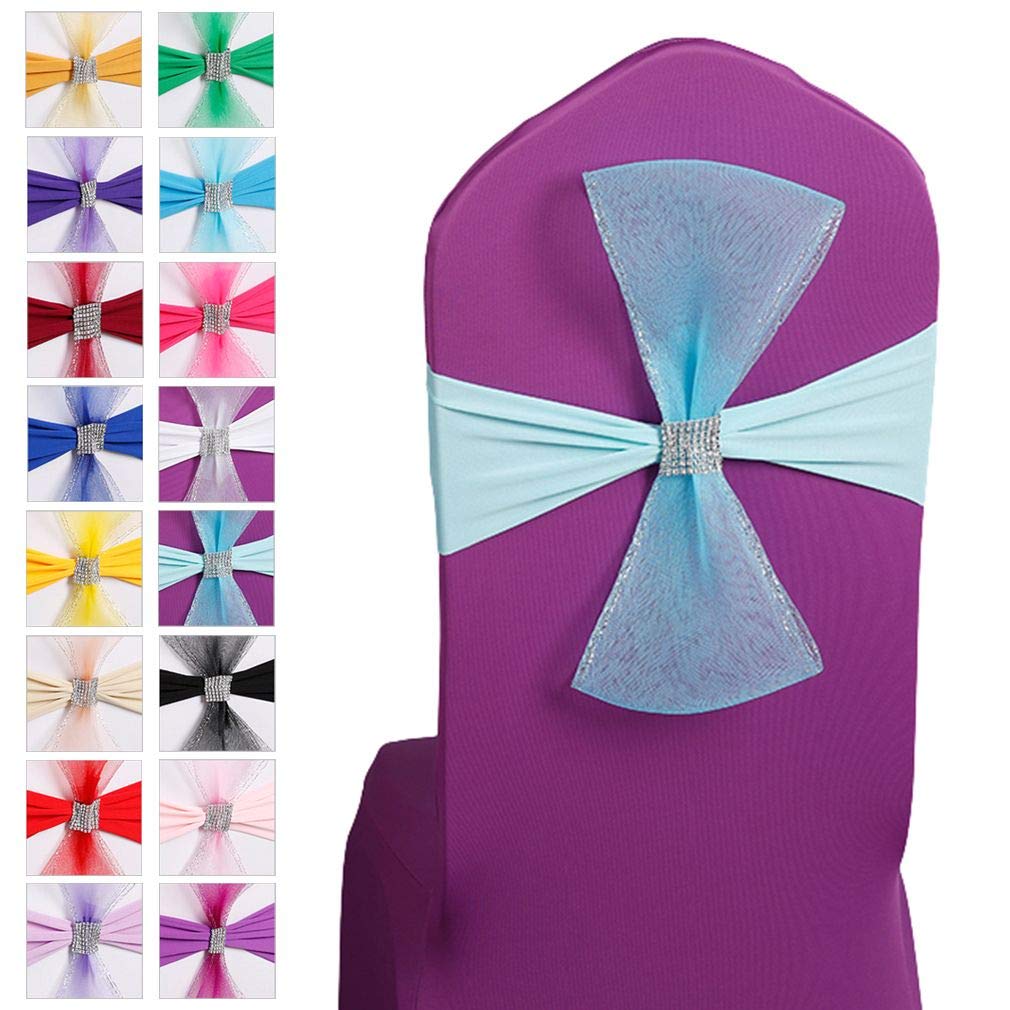 Ruban nœud papillon housse de chaise bleu clair pour mariages et banquets romantiques