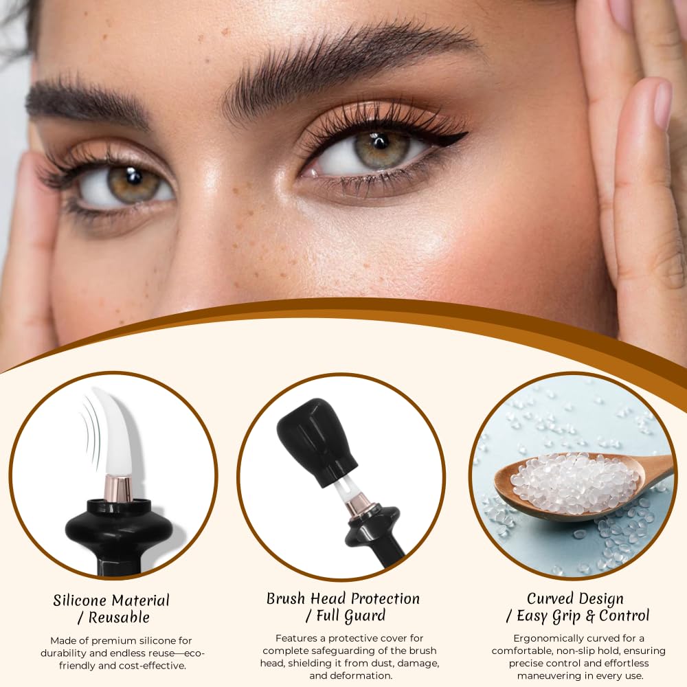 WFEWE 2Pcs Silicone Eyeliner Brush, Reusable Eyeliner Waterproof Guide Stick for Beginners With Shaky Hands Makeup - Image 3