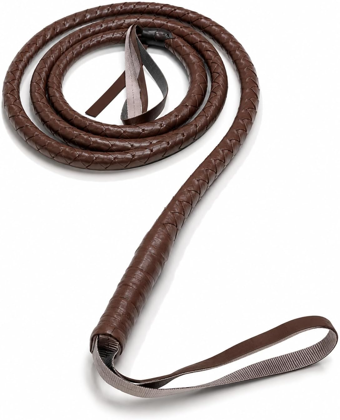 Faux Leather Brown Whip - 6.5' Woven Costume Accessories Whips - 1 Piece