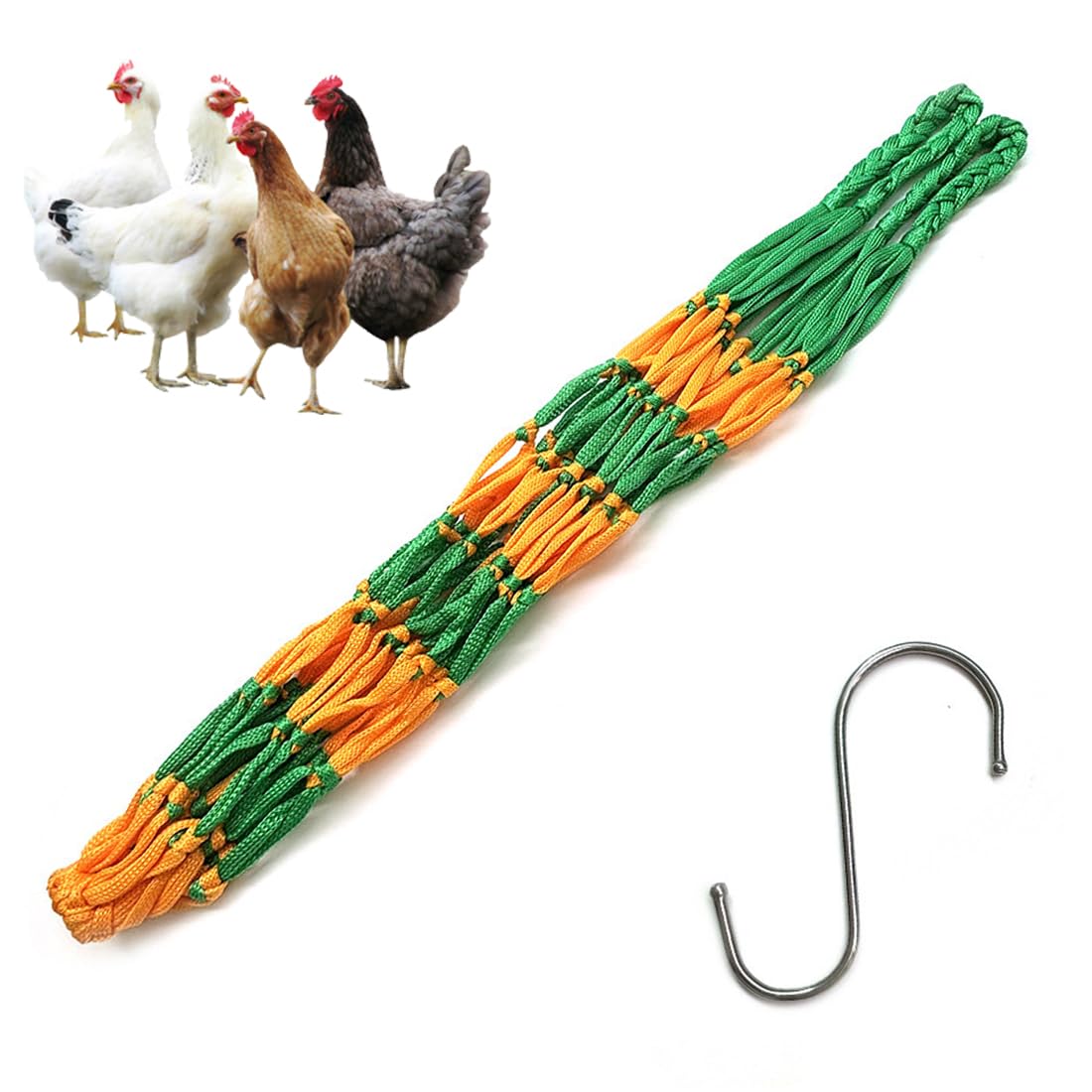Set Di 4 Mangiatoie Appese Per Galline - Rete Di Nylon Con Ganci, Per Frutta E Verdura, Polli, Anatre, Oche