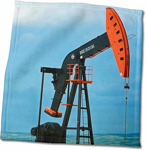 3dRose Canada Saskatchewan Carlyle Oil well pump in field - Towels twl-206125-3
