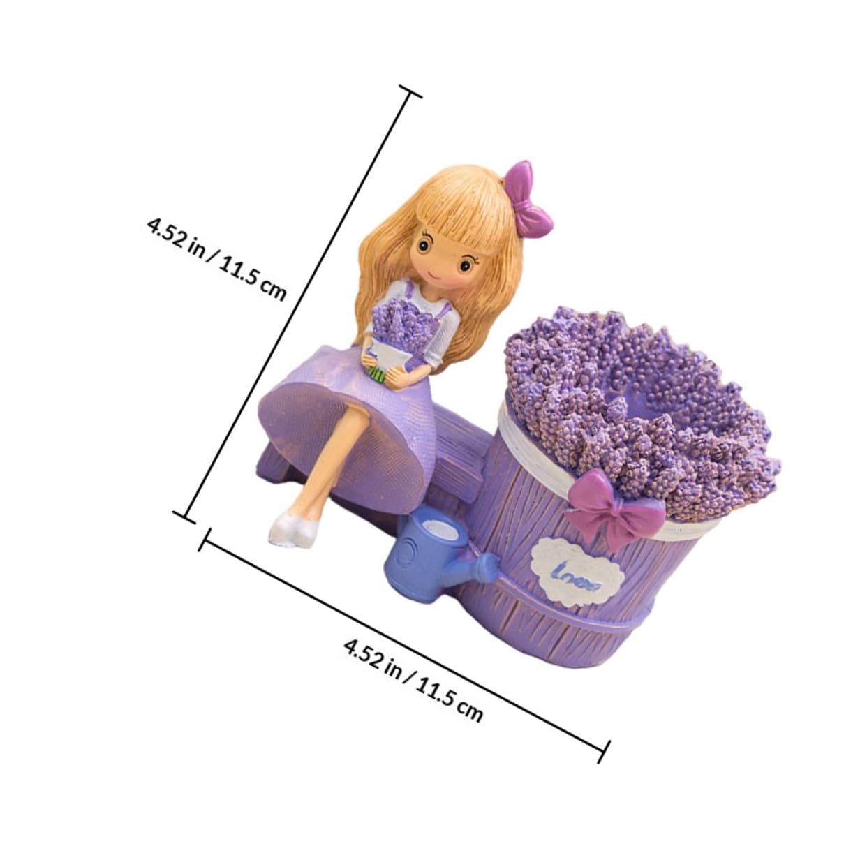 BESTYASH Portalápices de Resina Lavanda para Escritorio, 2 Piezas | Figura Creativa, Estilo Abrazo Flor y Sonrisa Guiñada, Adorno de Mesa, Paquete Doble