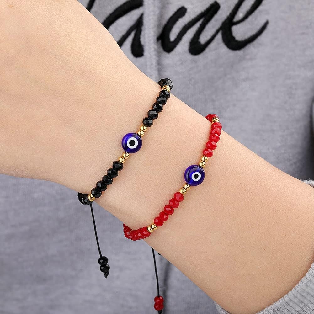 SUMMER LOVE Dainty Hand Made Beaded Nazar Evil Eye Bracelet Adjustable String Amulet for Women Men - Image 4