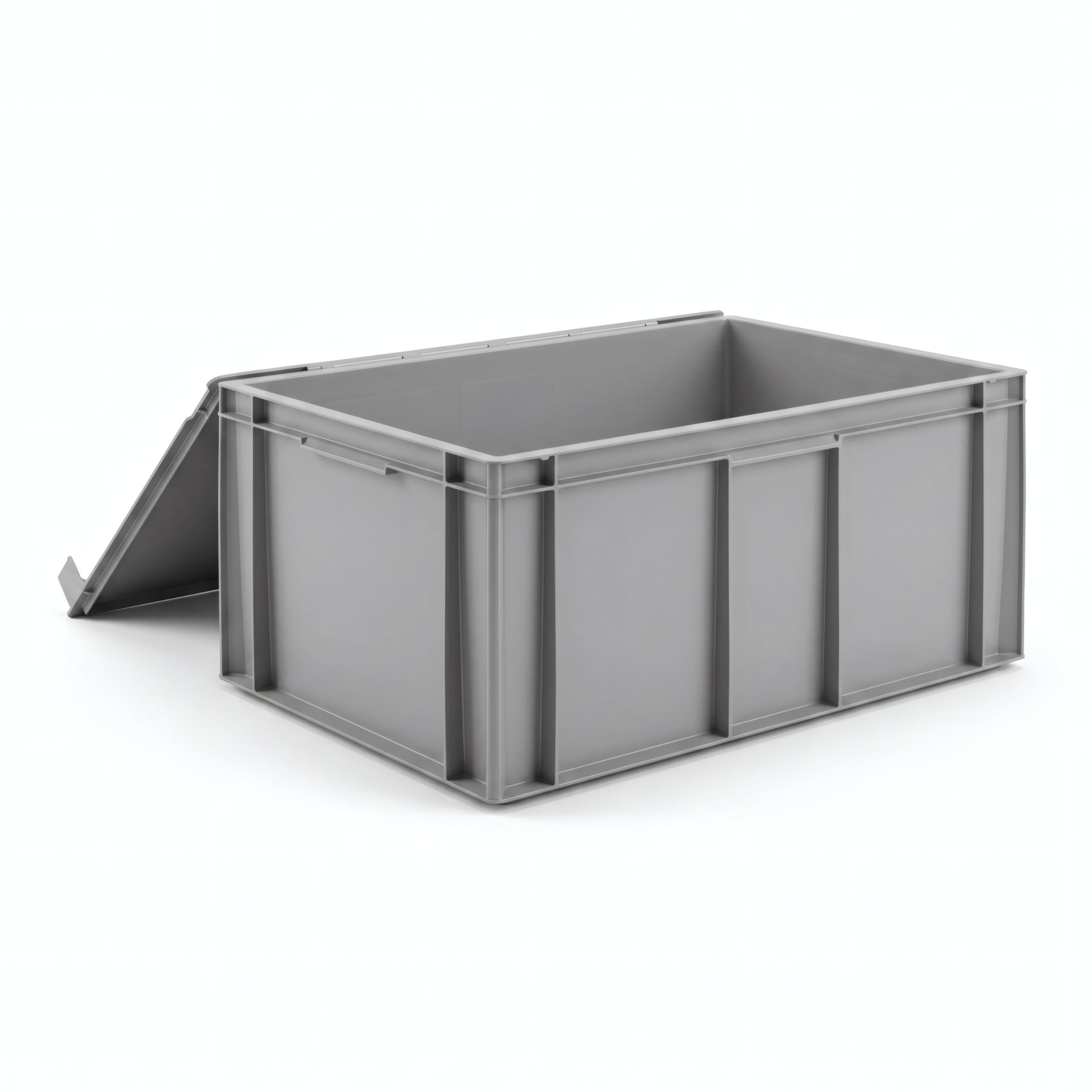Horison Industries Euro Plastic Storage Containers with Lid 54 Liters – 600x400x291mm Stackable Crates for Heavy-Duty Use in Garage, Home & Storage Outdoor Use, Durable and Versatile Grey Tote Boxes