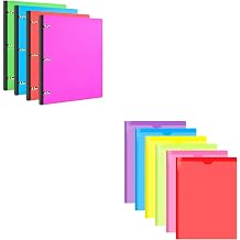 4 Pcs Telescoping 3 Ring Binder + 6 Pcs Heavy Duty Plastic Pocket Folder