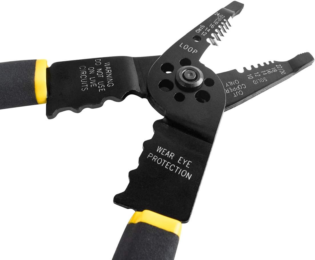Gunpla Wire Stripper Multi-Function Tool for Cutting Cables Screws Comfortable Gripping Serrate Nose Crimper Cutter Plier Stripping Wires and Crimping Terminals and Connections 8 inch / 200mm