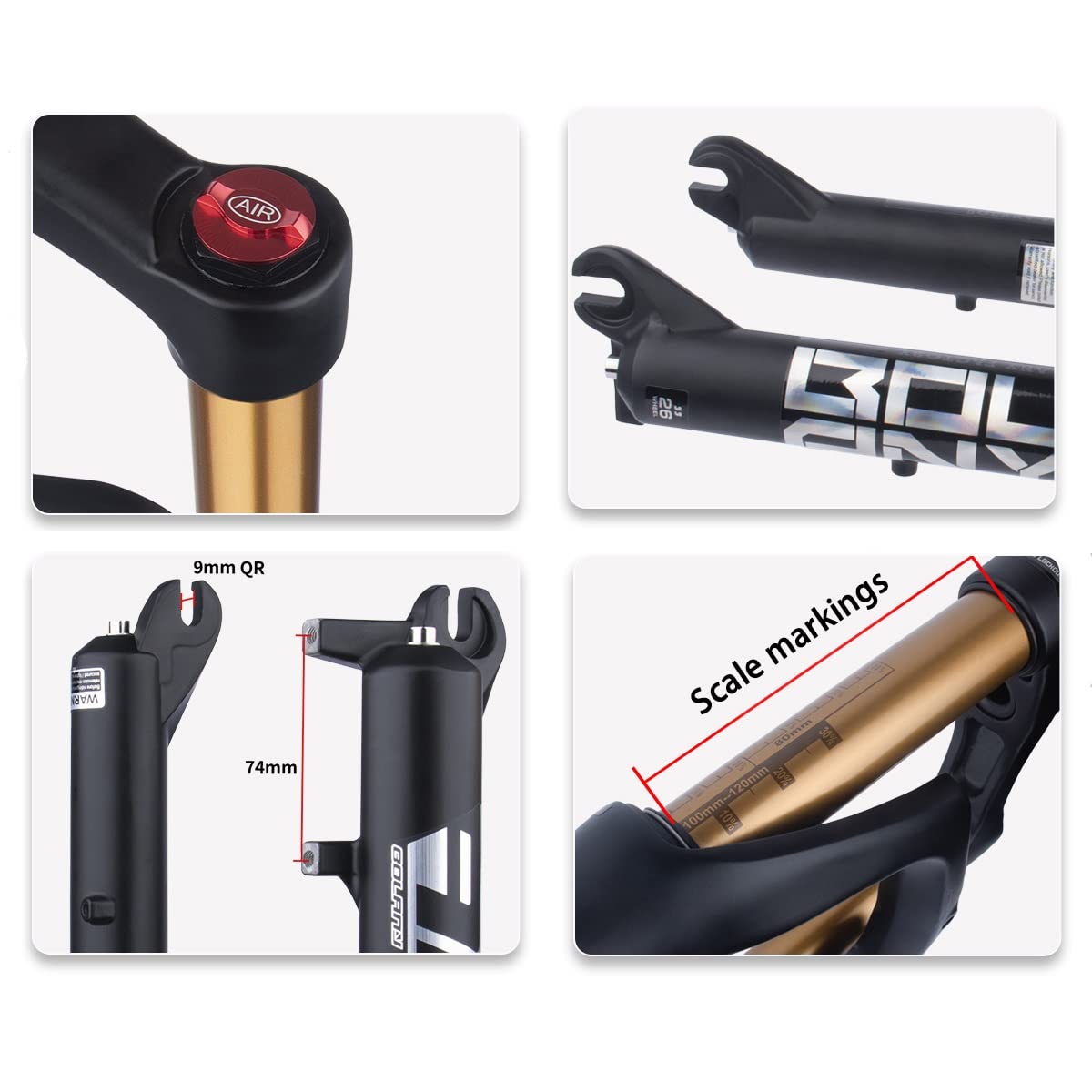 E-Bike Snow Bike Forcelle Da 20/26 Pollici Forcella Anteriore A Tubo Dritto Da 28,6 Mm QR 9 Mm Viaggio 115 Mm Forcella Per Mountain Bike Forcelle Per