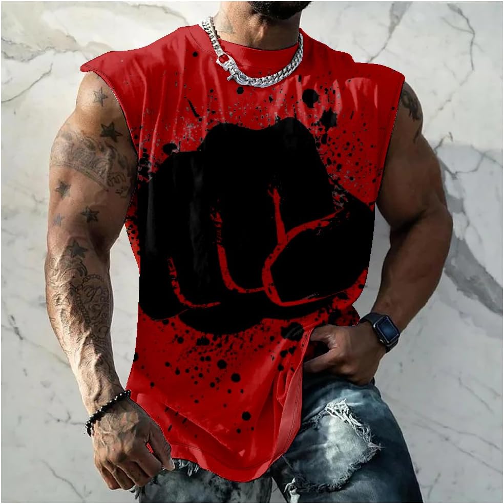 MARSVOVO Mens Tank Top Soft Fashion Graphic Tees Loose Casual Breathable Tropical Workout Muscle Shirts