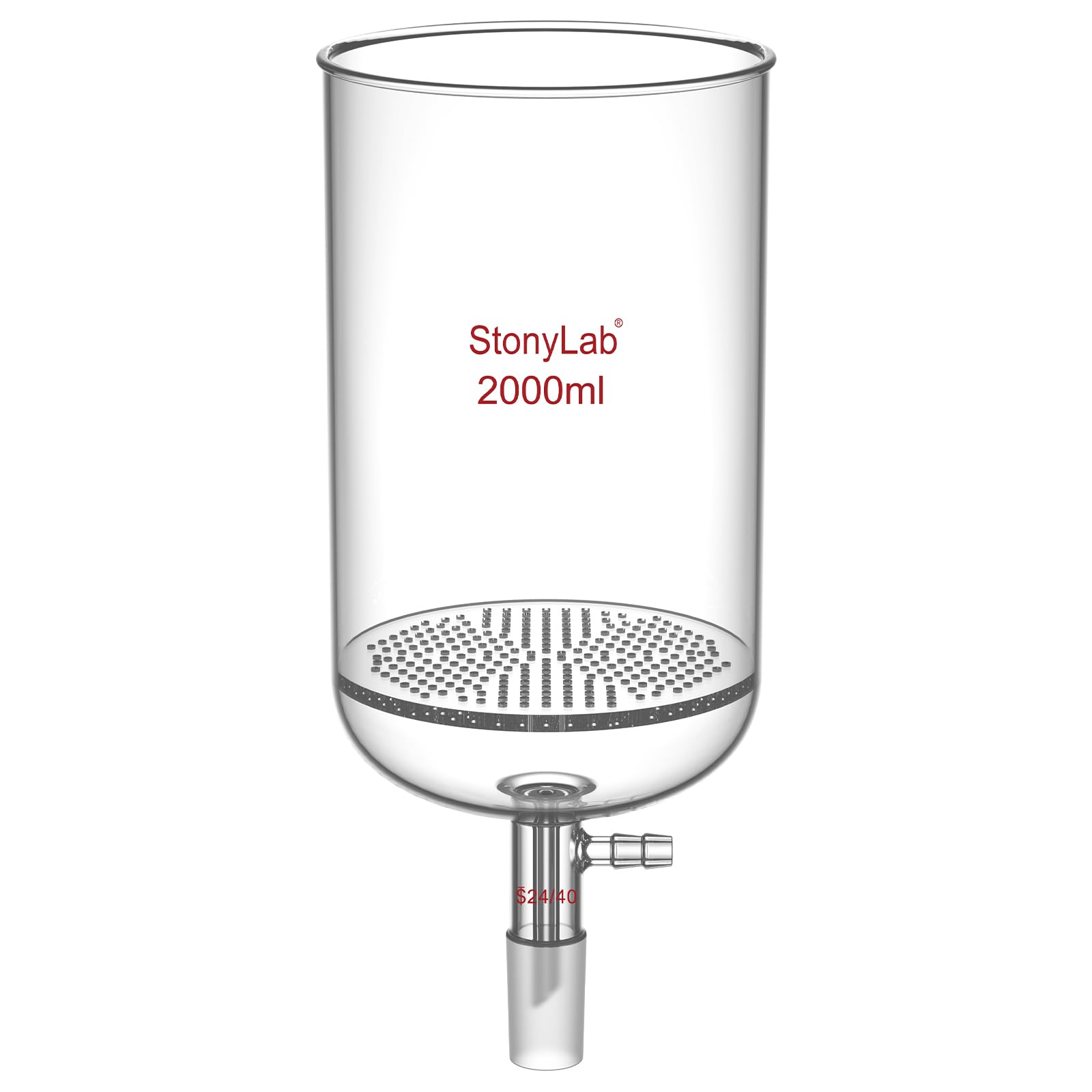 stonylab Glas Buchner Filtriertrichter, Borosilikatglas Filtertrichter mit 9 mm Schlauchanschluss und 24/40 Standard-Gelenk für Filtertests, 2000 ml