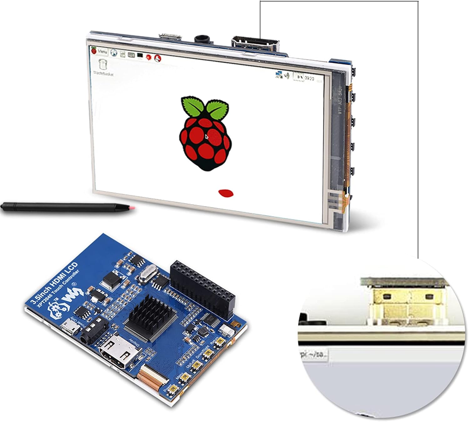 3.5inch LCD for, 1080P 60fps 3.5 Inch LCD Screen Display for + Black Acrylic Case, 320x480~1920x1080 Adjustable Resolution