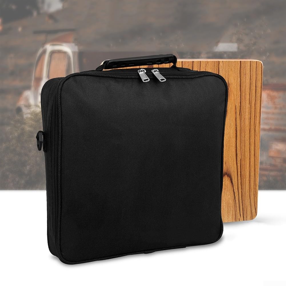 Cajon da viaggio a percussione, con custodia, tracolla e borsa per il trasporto, tamburo a mano piatta, strumento a percussione in legno (cajon + borsa)