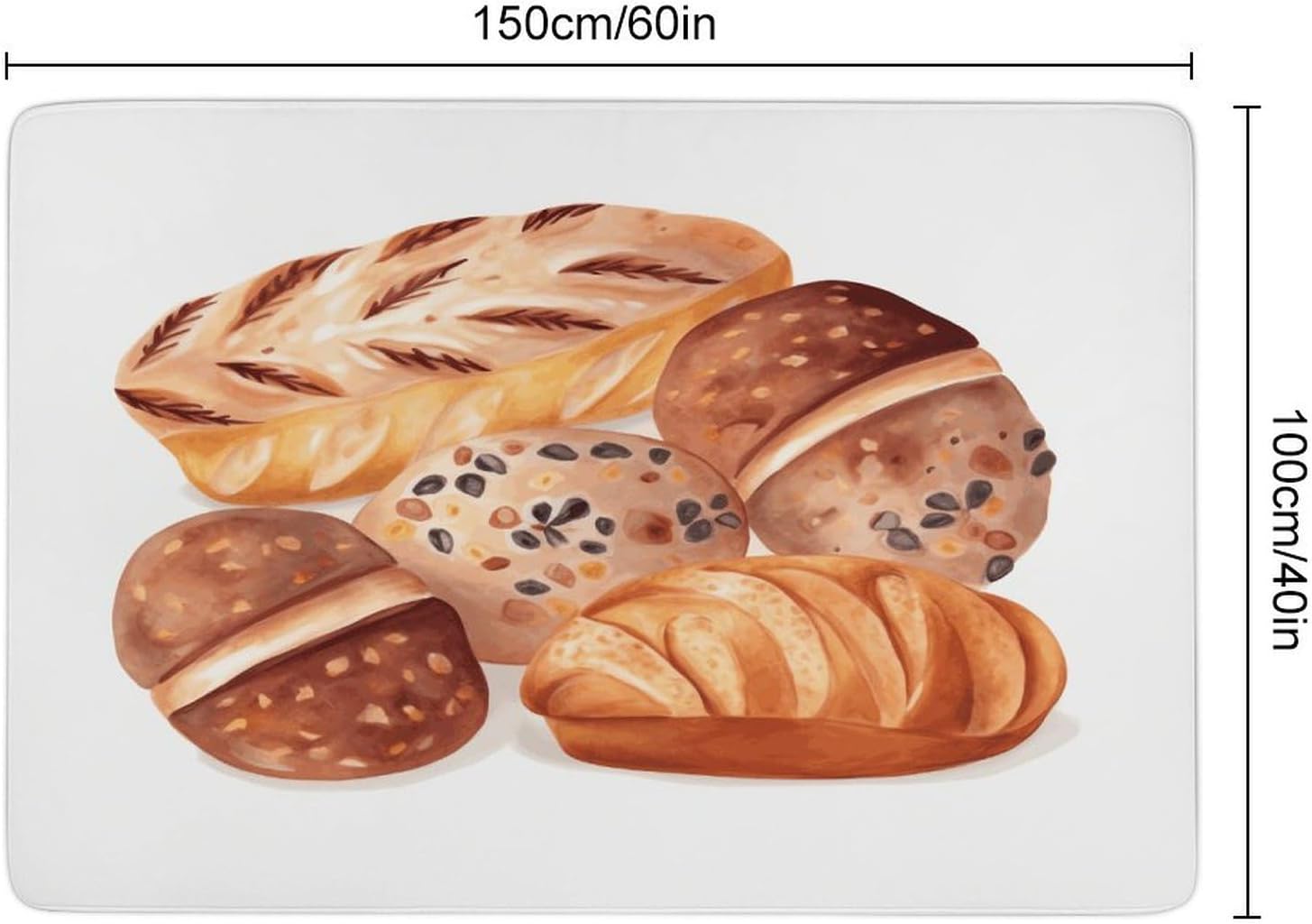 Painted Bread Carpet for Living Room,Washable Dining Room Non-Slip Under Table Rug 40“x60”Large Rugs Lndoor Home Decoration Stain Resistant Carpet for Bedroom