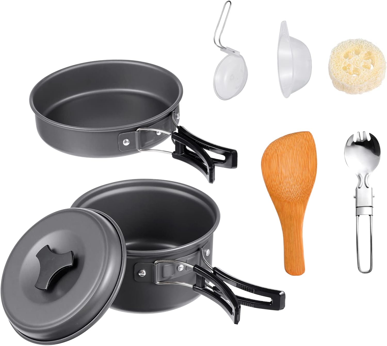 Portable Camping Cookware Set for 1-2 People Outdoor Cooking Utensils Enamelware Pots for Hiking and BBQ