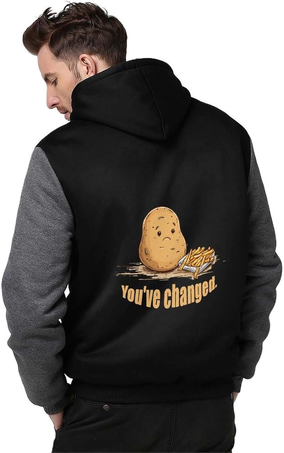Potato And French Fries Men's Fleece Hoodie Jacket Coat Warm Casual Sweatshirt with Pockets