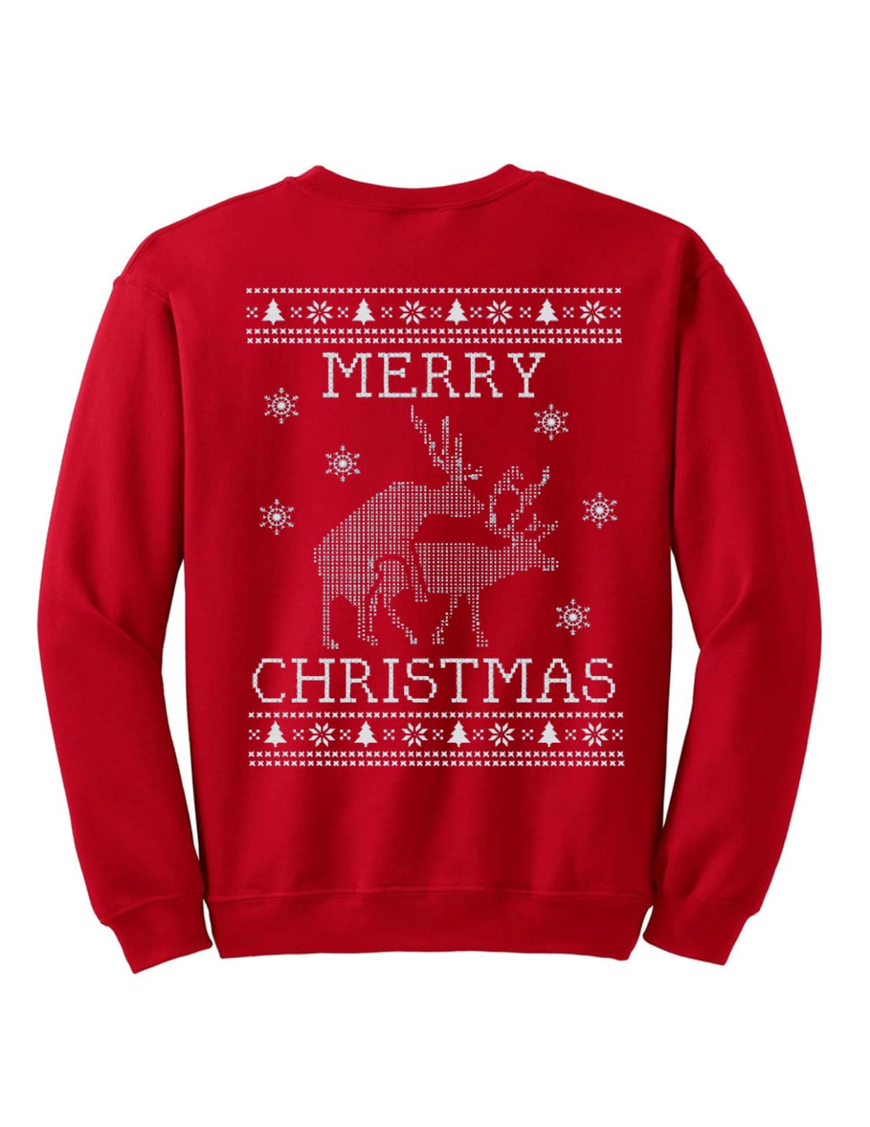 Moonbow Unisex Red Merry X-Mas Bitches Humping Reindeer Ugly Christmas Sweater Sweatshirt