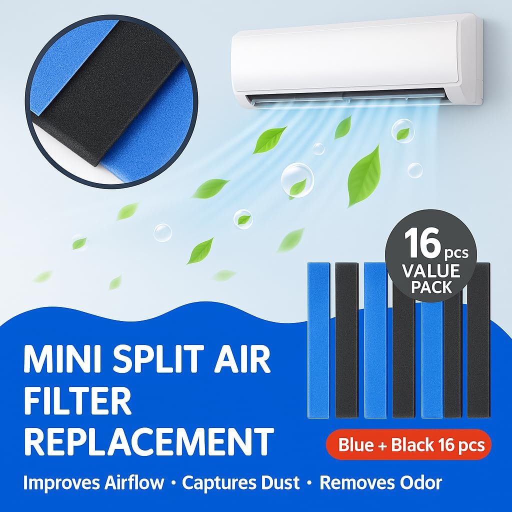 16 Pcs Replacement Mini Split Air Filter Compatible with Mitsubishi Electric MAC-2300FT-E, MAC-3000FT-E, 8.3" Replacement, Without Frame
