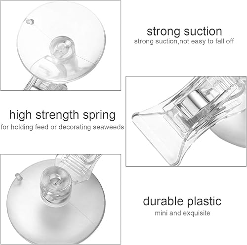 Miniatura 4 de POPETPOP Paquete de 4 clips de ventosa de algas marinas, herramienta de alimentación para pecera, accesorios de acuario