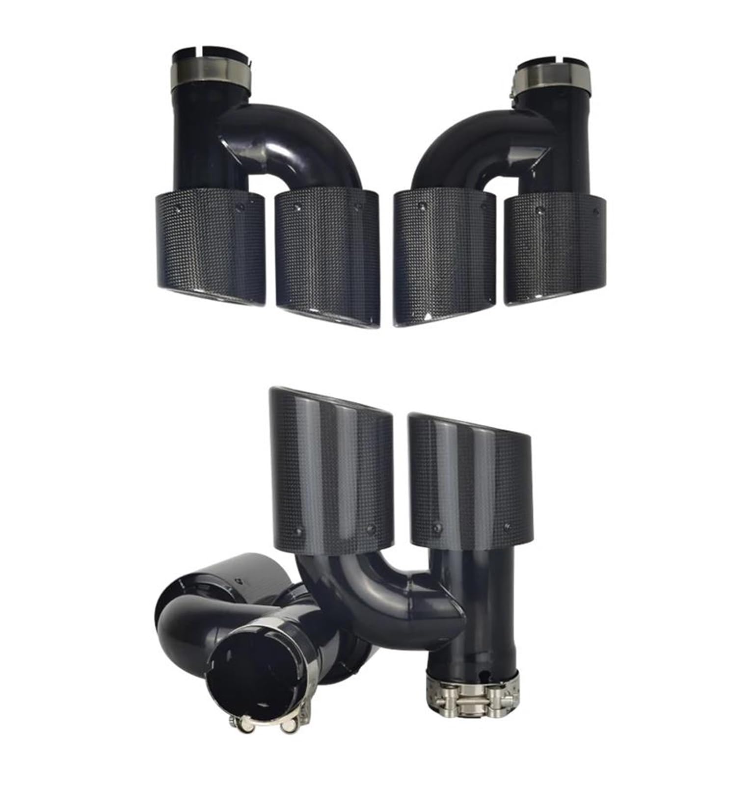 Doppel Endrohr FÜR A4L A5 A6L FÜR Ändern SH Typ Crabon Faser Vier Out Tail Throat Schwarz Düse Auspuff Dual Tipps Schalldämpferendrohr(Right : 63mm)