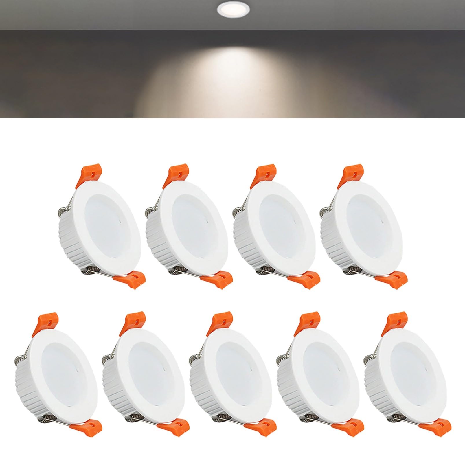 TTiiLoe 3W Round LED Recessed Ceiling Spotlights, 4000K Neutral White Ultra Slim Panel Ceiling Light, Cut Φ50-55mm, AC110-240V Downlights for Hallway Stairwell Showroom, 9 Pack
