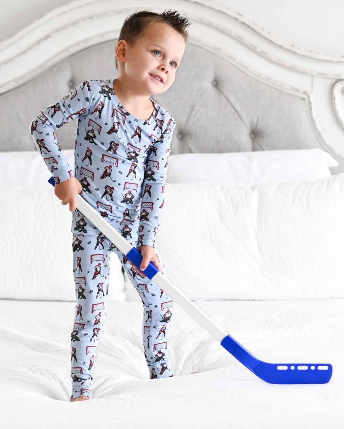Lev Baby Blue Bamboo Pajama 2-Piece Lounge Set, Sustainable Pajamas, Long Sleeve, Washable, Cute Pajama Jumper