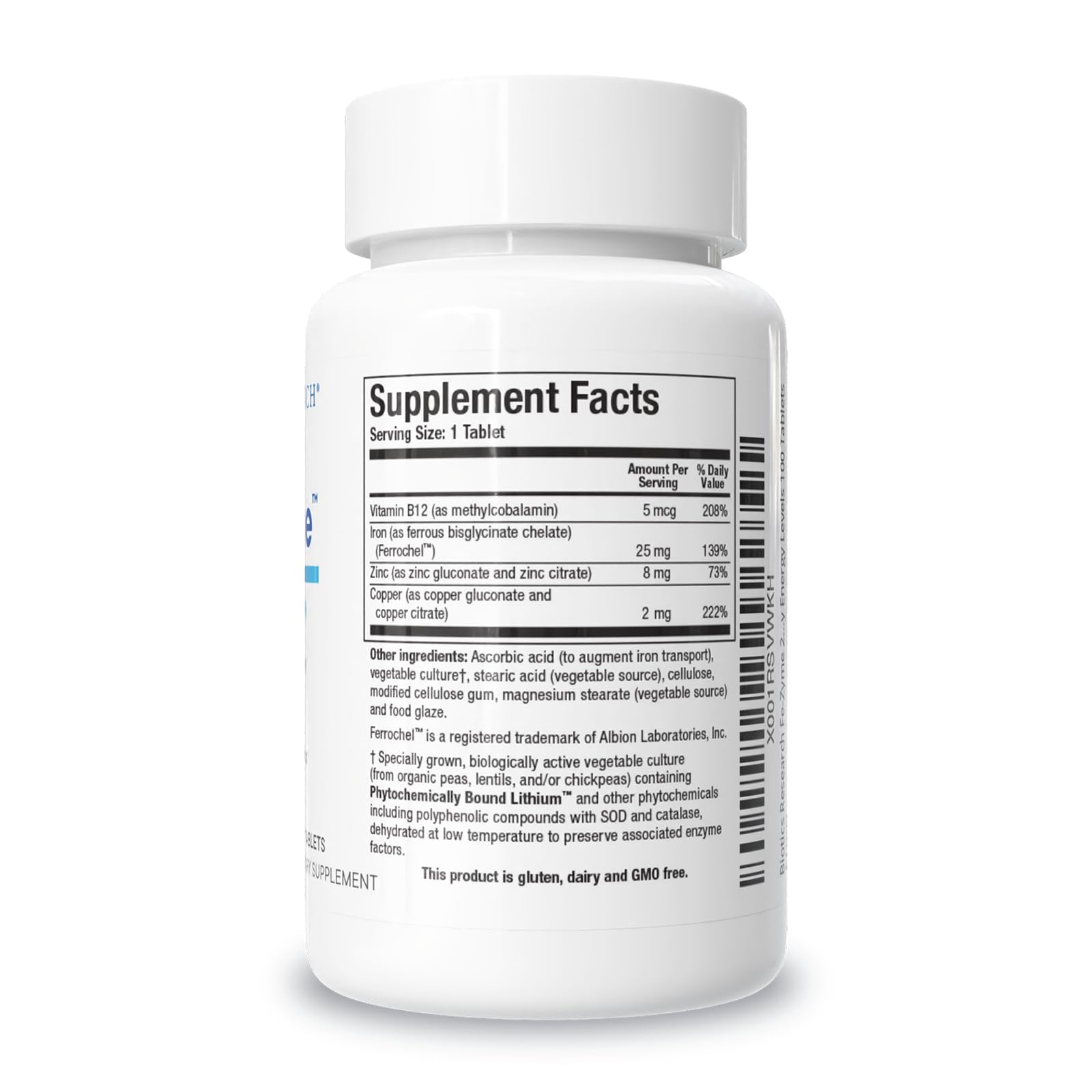 BIOTICS RESEARCH Fe-Zyme, Iron 25mg, Added Zinc, Copper, 100 Tablets — Amazon image 2